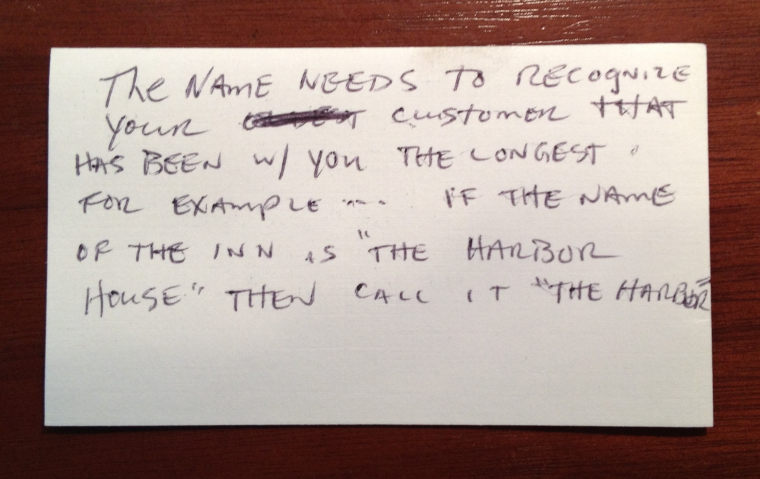 Photo of suggestion note 