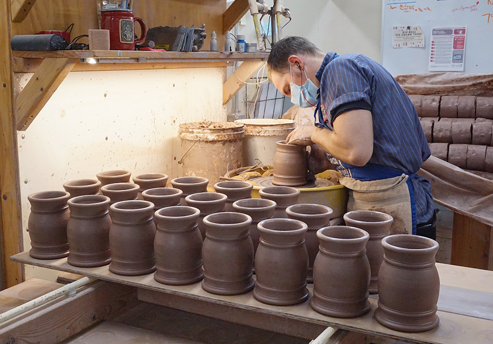 Corey working on some Round Tankards