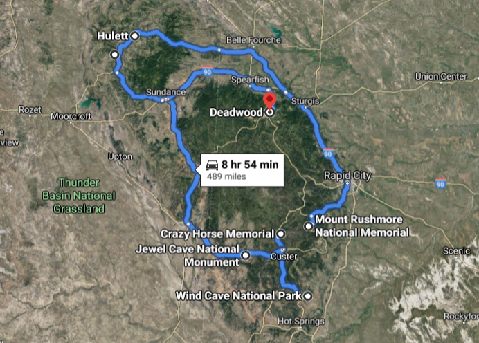 map of road trip 