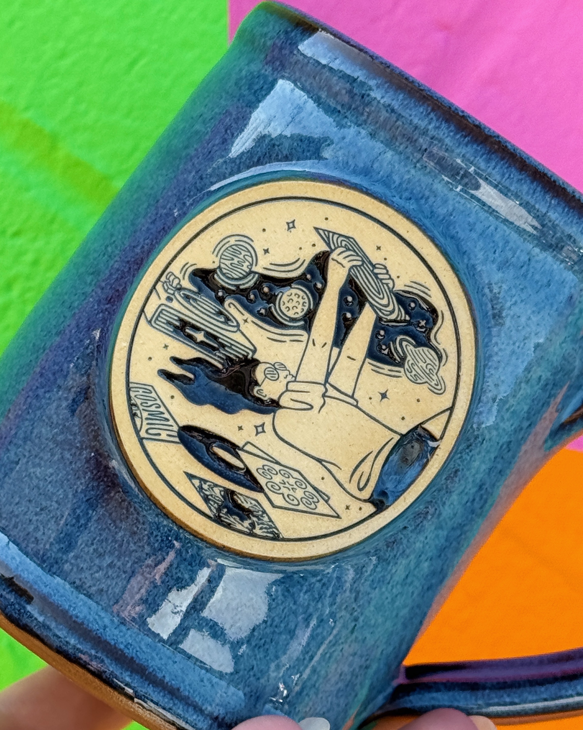 close up of the illustrator mug design